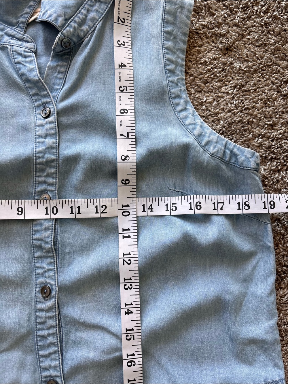 J. Jill Denim Sleeveless Chambray Mini Dress in light Blue collared Small - Picture 8 of 9